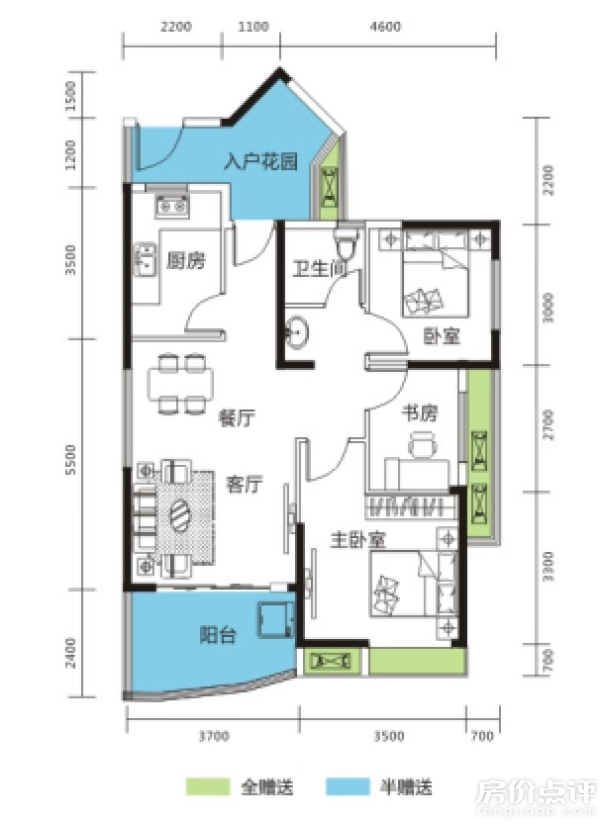 武汉 汉阳 国博新城   户型图-b2 1,带有约6平米入户花园,后期可以